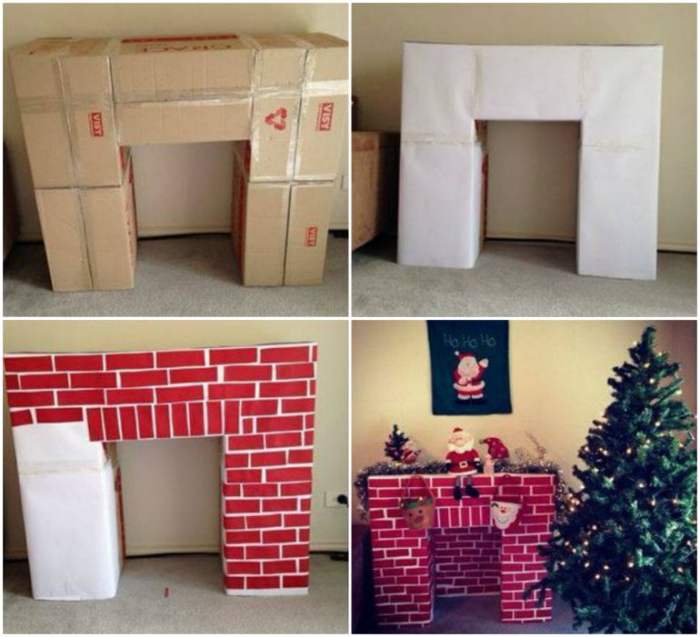 Diy cardboard christmas fireplace