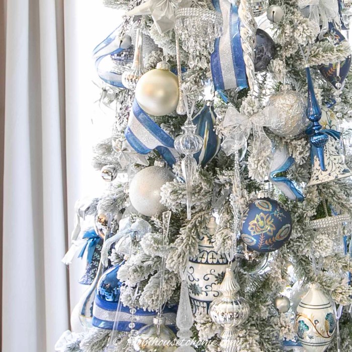 Blue christmas tree decor