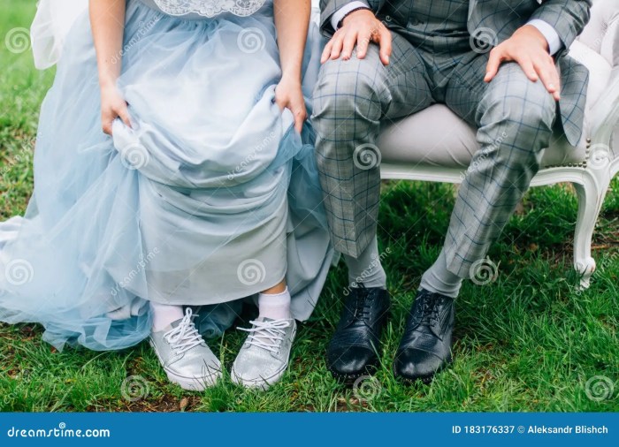 Bride wedding dress with sneakers