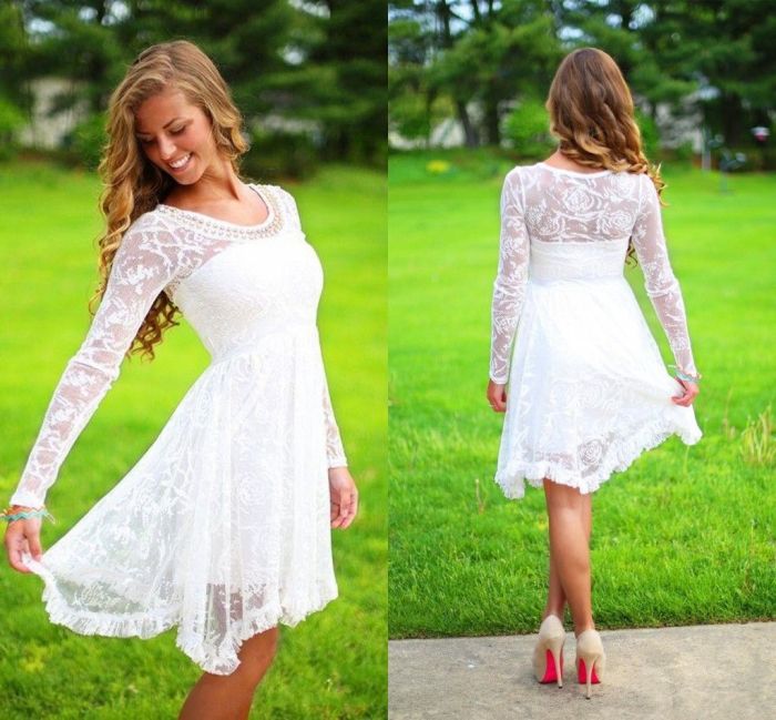 Boho short sleeve wedding dress