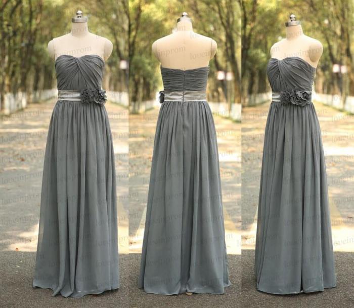 Gray long dress for wedding