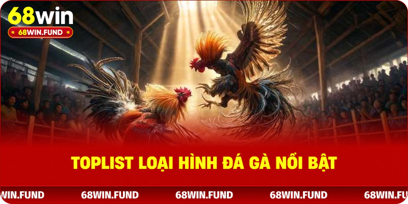 Toplist loại hình đá gà 68WIN nổi bật 